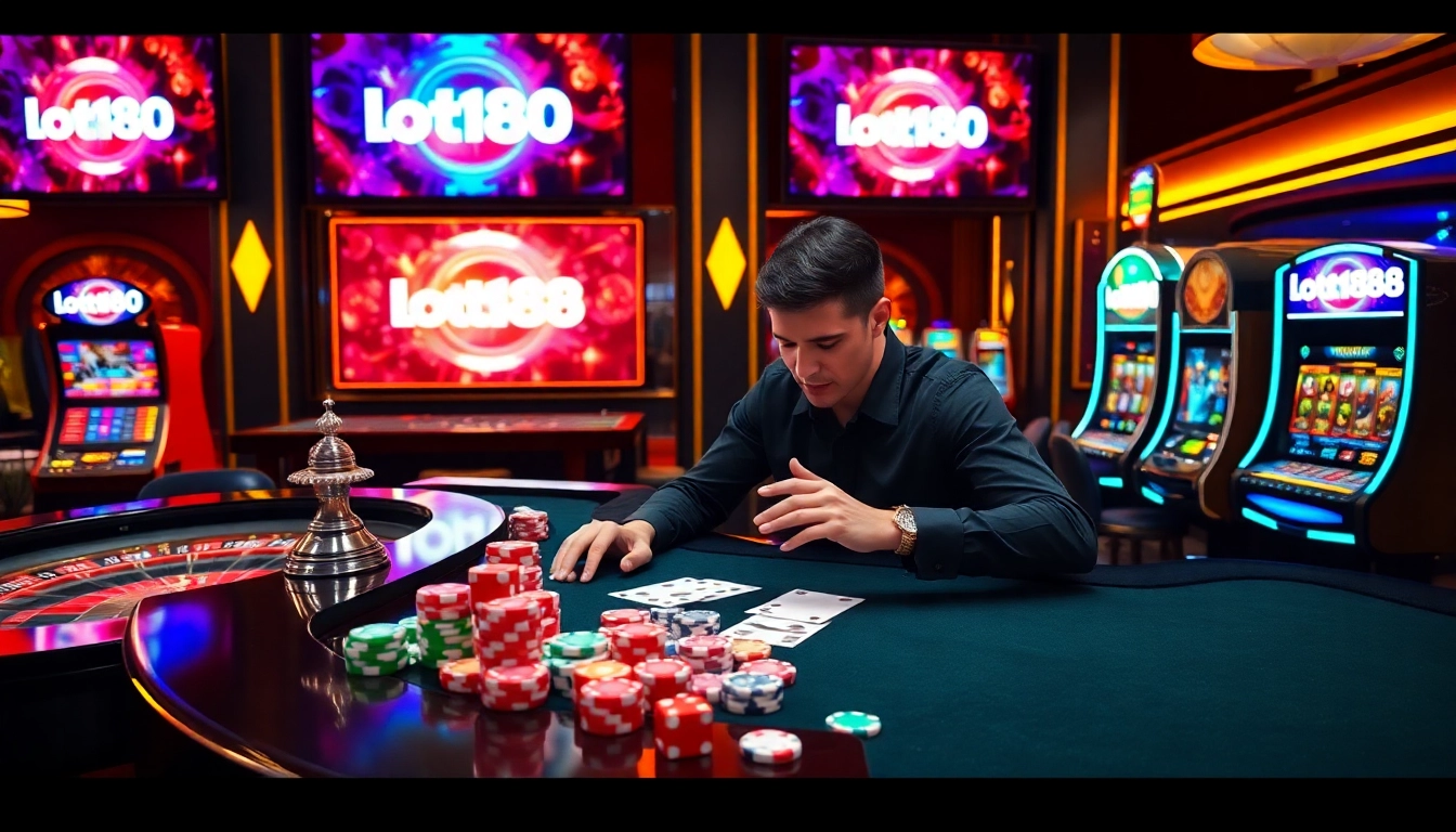 Winning at loto188.gb.net with a vibrant casino scene featuring roulette and poker chips.
