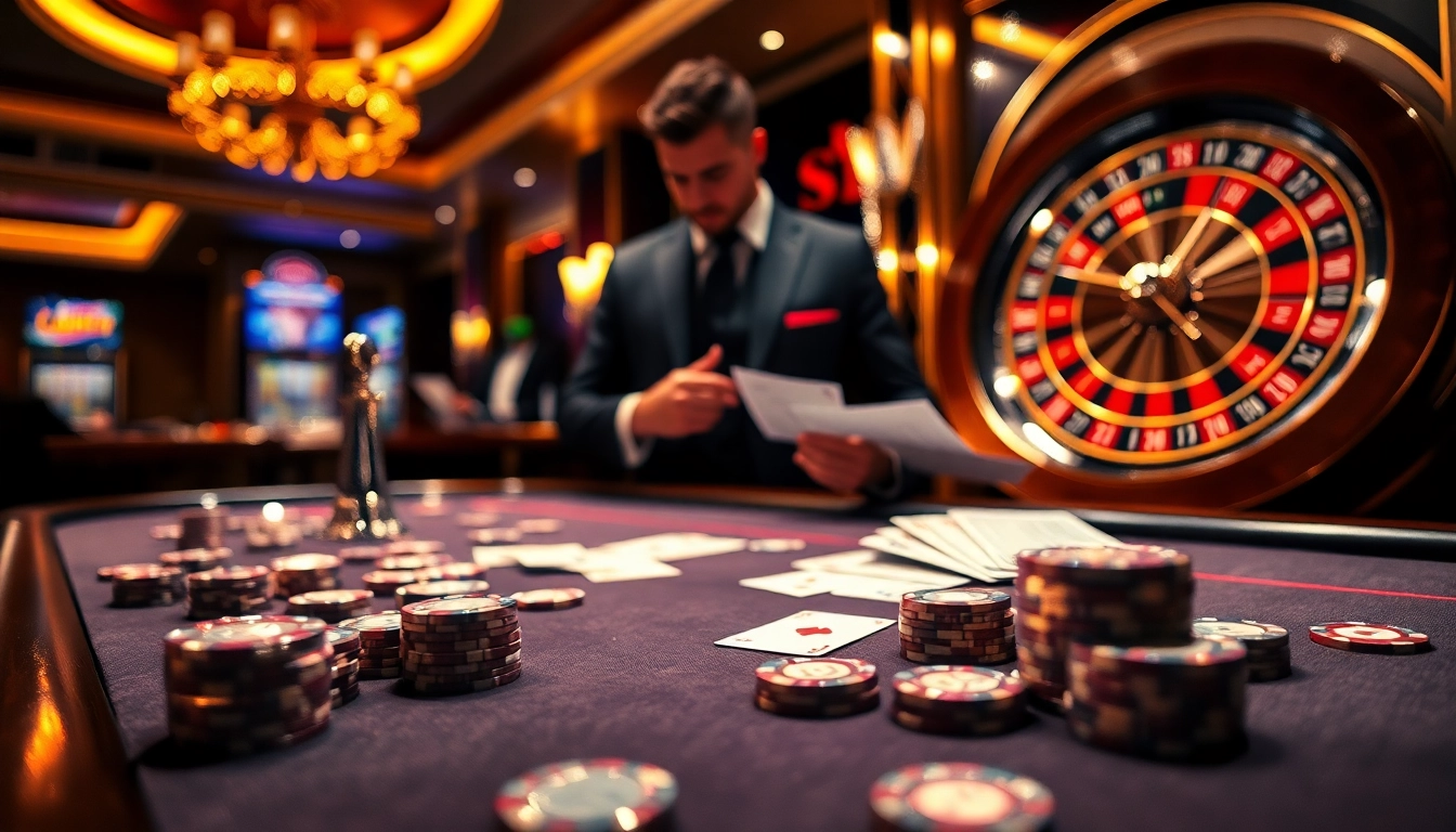 Experience the thrill of gambling at https://bong88.casa/ with an elegant poker table and roulette.
