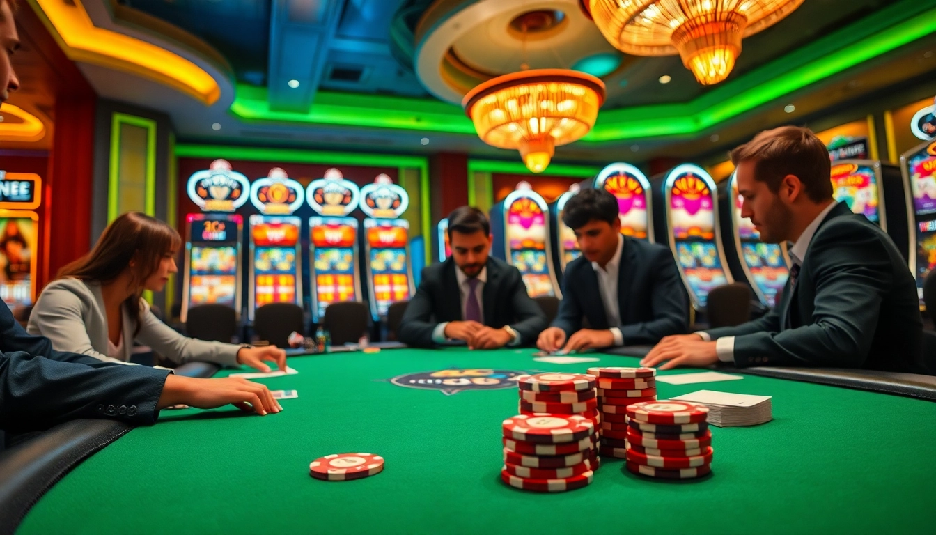 Professional gamblers placing bets with LC 88 chips at an elegant casino table.