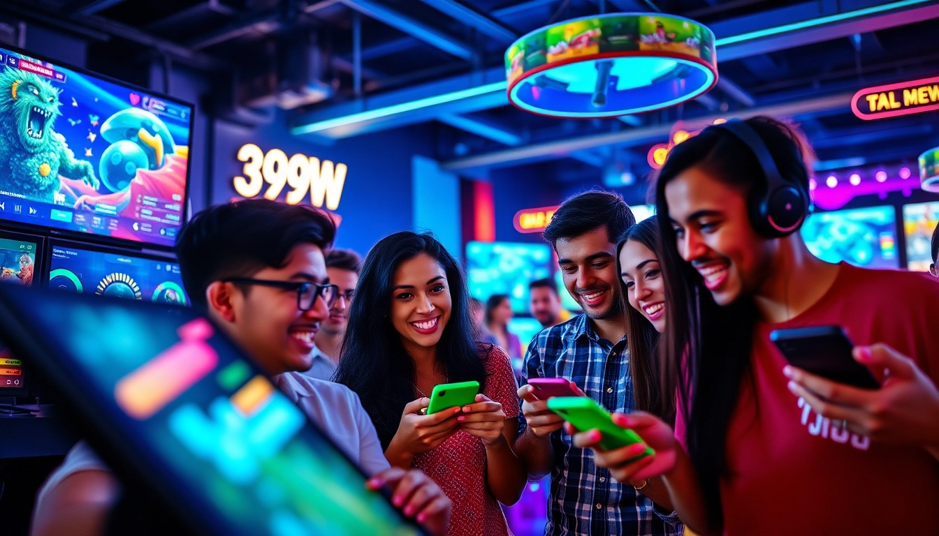 Engaging visual of players on the 399W online betting platform in a vibrant gaming environment.