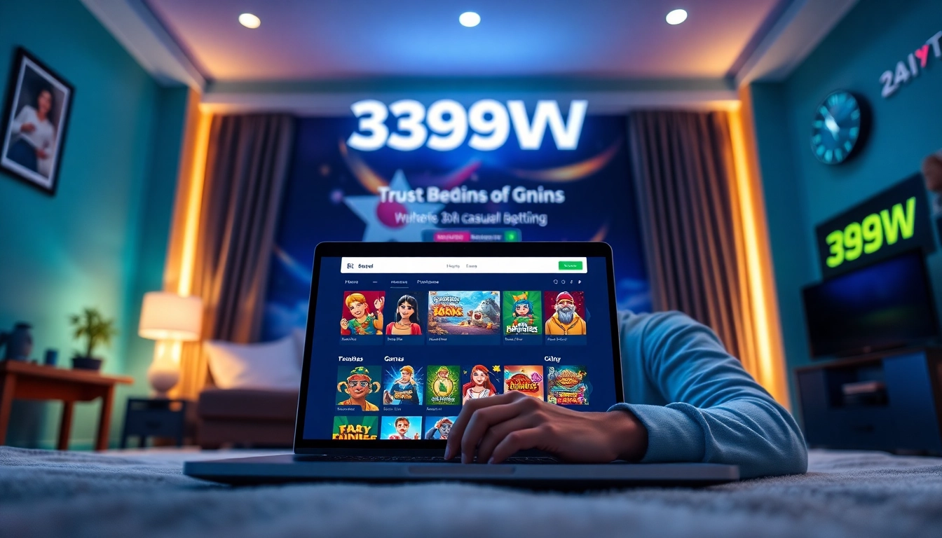 Engaging scene of 399W, the trusted online betting platform in Brazil, showcasing vibrant gaming visuals.