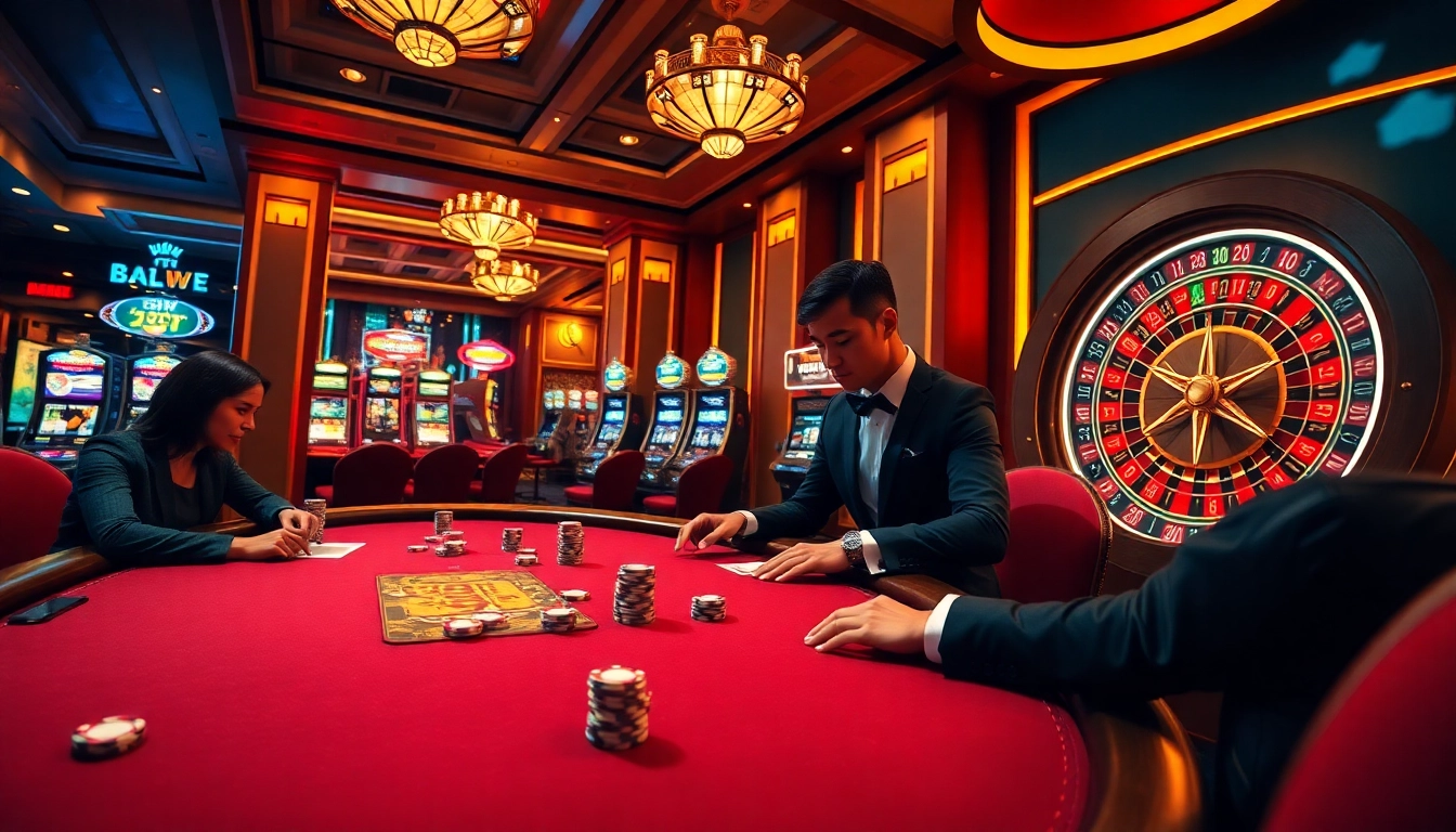 Experience the thrill of winning with 399W at a luxurious poker table in a vibrant casino scene.